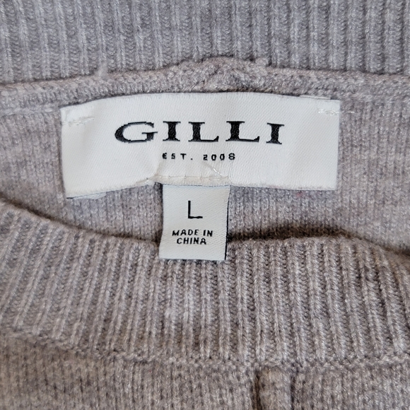 Gilli Grey Drop Shoulder Inside Out Balloon Sleeve Crew Neck Sweater, EUC, sz L - Picture 4 of 5
